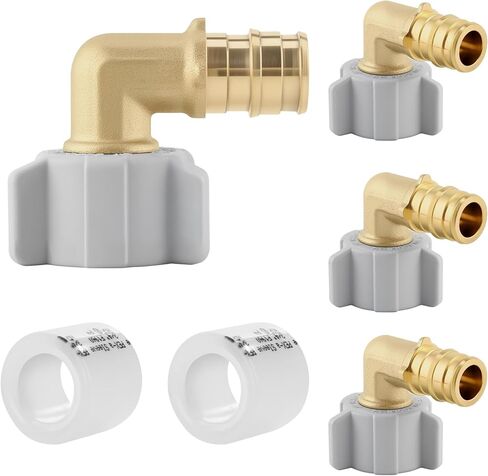 (4 عبوات YVSKM) 1/2 بوصة PEX-A × 1/2 بوصة كوع دوار أنثى NPT، تركيب توسيع التدفق الكامل من النحاس الخالي من الرصاص، محول الكوع ASTM F1960,90° PEX-A لنظام التوسيع، موصلات السباكة وإمدادات المياه in Kuwait