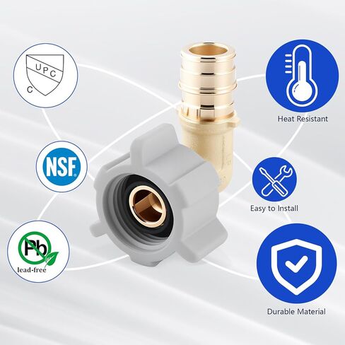 (4 عبوات YVSKM) 1/2 بوصة PEX-A × 1/2 بوصة كوع دوار أنثى NPT، تركيب توسيع التدفق الكامل من النحاس الخالي من الرصاص، محول الكوع ASTM F1960,90° PEX-A لنظام التوسيع، موصلات السباكة وإمدادات المياه in Kuwait