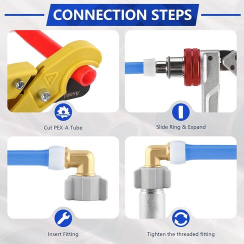 (4 عبوات YVSKM) 1/2 بوصة PEX-A × 1/2 بوصة كوع دوار أنثى NPT، تركيب توسيع التدفق الكامل من النحاس الخالي من الرصاص، محول الكوع ASTM F1960,90° PEX-A لنظام التوسيع، موصلات السباكة وإمدادات المياه in Kuwait