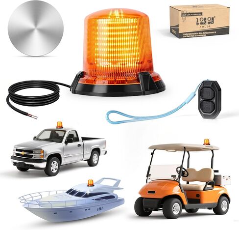 10L0L Golf Cart Flashing Safety Warning Light - Waterproof & Dustproof 12-80V Wide Voltage with 3M Cable for School Bus, Police Car, Yacht, Golf Cart in Kuwait