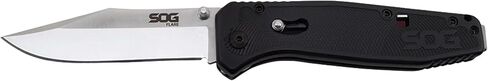 SOG Flare Folding and Pocket Knife Assisted Opening Tech Knife w/ 3.5 Inch Stainless Straight Edge Blade & Tactical Knife GRN Grip (FLA1001-CP), Black in Saudi Arabia