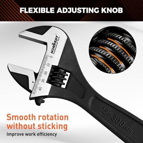 HORUSDY 4-Piece Adjustable Wrench Set With 4-Piece Magnetic Wrench Organizer Racks, 6" 8" 10" Wide Jaw Black Oxide Wrenches with Tool Roll Pouch, Metric&SAE Scales, CR-V Steel for Home Garage Workshop in Saudi Arabia