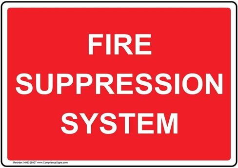 ComplianceSigns.com Fire Suppression System Sign, Red 10x7 in. Plastic for Fire Safety/Equipment in Saudi Arabia