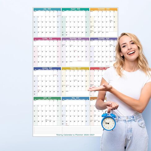 2026 Yearly Wall Calendar - Large Yearly Calendar 2026, Jan 2026 - Dec 2026, 25.2'' x 38.2'' (Open), 2026 Calendar 12 Months, Yearly Wall Calendar 2026 with To-do Lists, Notes, Stickers, All At One Page in Saudi Arabia