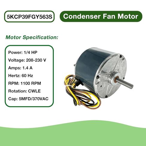 5KCP39FGY563S Condenser Fan Motor 1/4HP, 208-230V, 1.4A, 1100RPM Compatible with GE, Genteq 3S047, Carrier, Bryant, Payne Air Conditioner 5KCP39FGU997AS HC39GE226 HB39GQ230A Y7S623C835L in Saudi Arabia