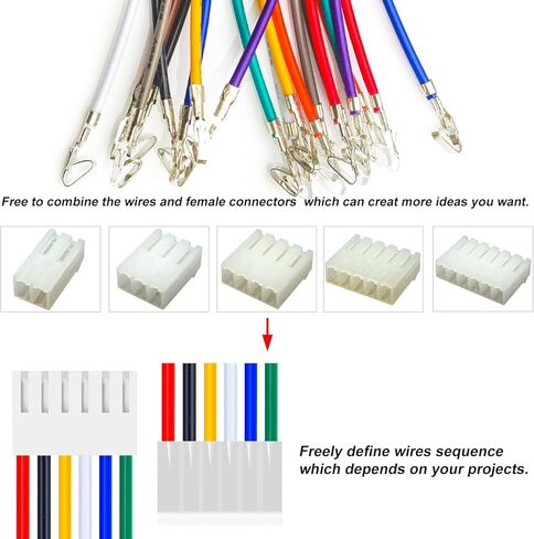 كابل مجعد مسبقًا KK 156 متوافق مع كابل Molex KK 3.96 مم، 20AWG UL1007 PVC 10 ألوان، 50 سم مع موصل 2P 3P 4P 5P 6P 7P 8P 9P 10P لمنتج DIY (TC-CH3.96-50cm) in Saudi Arabia