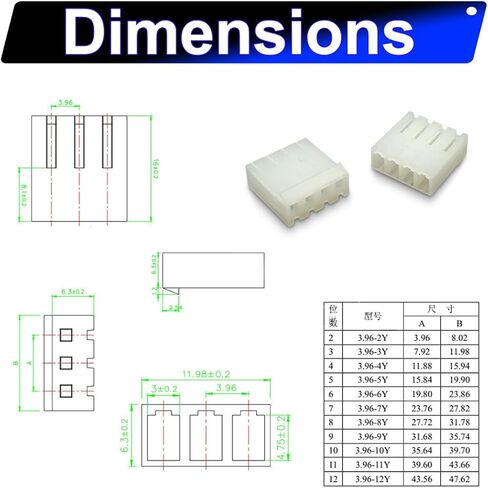كابل مجعد مسبقًا KK 156 متوافق مع كابل Molex KK 3.96 مم، 20AWG UL1007 PVC 10 ألوان، 50 سم مع موصل 2P 3P 4P 5P 6P 7P 8P 9P 10P لمنتج DIY (TC-CH3.96-50cm) in Saudi Arabia