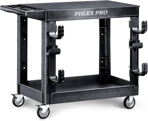 Heavy Duty Plastic Utility Cart on Wheels 34.4 x 17 Inch - Work Cart Tub Storage Deep Shelves and 360° Swivel Wheels Safely Holds up to 600 lbs - 2 Tier Service Cart for Warehouse,Garage, Cleaning in Saudi Arabia