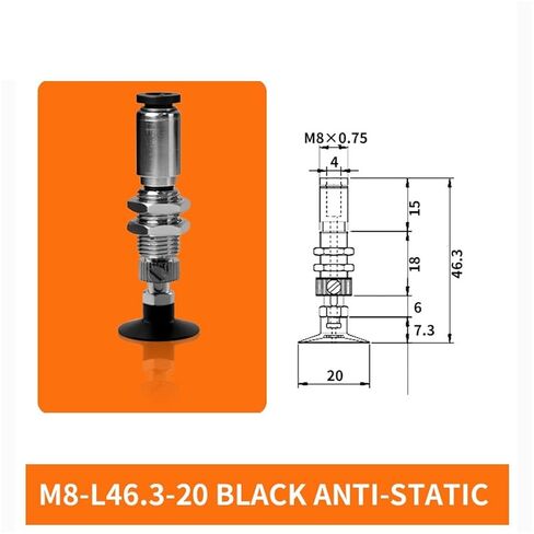 1Pcs Industrial Round Vacuum Sucker VSPG-8/10/15/20PN CKD Anti Static Black Rubber Robot Manipulator Vacuum Suction Cups(M8-L46.3-20 Black) in Saudi Arabia