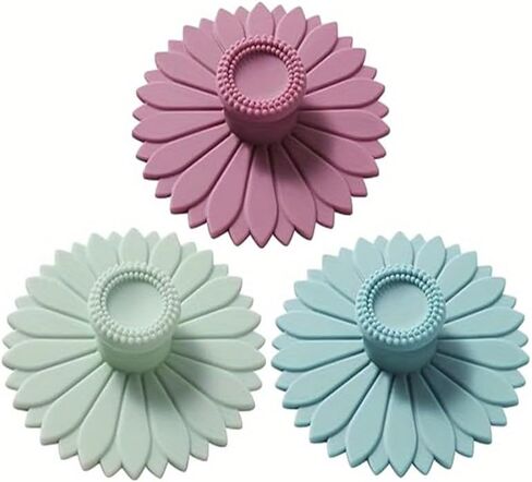 3pcs Sunflower Silicone Cup Sleeve Set - Multi-Functional Silicone Cup Lid, Sunflower Silicone Cup Cover (Multicolor,3) in Saudi Arabia