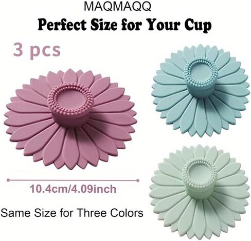 3pcs Sunflower Silicone Cup Sleeve Set - Multi-Functional Silicone Cup Lid, Sunflower Silicone Cup Cover (Multicolor,3) in Saudi Arabia