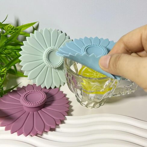 3pcs Sunflower Silicone Cup Sleeve Set - Multi-Functional Silicone Cup Lid, Sunflower Silicone Cup Cover (Multicolor,3) in Saudi Arabia
