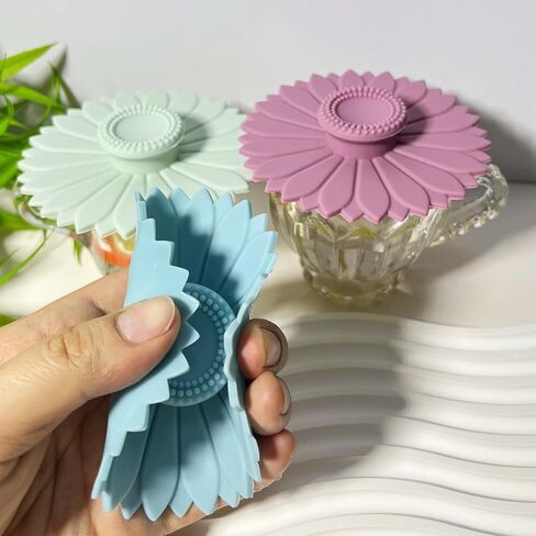 3pcs Sunflower Silicone Cup Sleeve Set - Multi-Functional Silicone Cup Lid, Sunflower Silicone Cup Cover (Multicolor,3) in Saudi Arabia