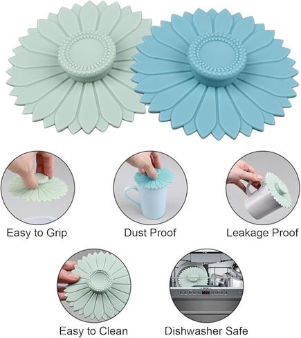 3pcs Sunflower Silicone Cup Sleeve Set - Multi-Functional Silicone Cup Lid, Sunflower Silicone Cup Cover (Multicolor,3) in Saudi Arabia