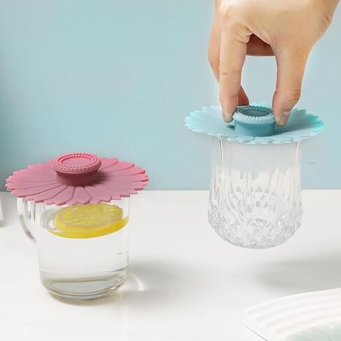 3pcs Sunflower Silicone Cup Sleeve Set - Multi-Functional Silicone Cup Lid, Sunflower Silicone Cup Cover (Multicolor,3) in Saudi Arabia
