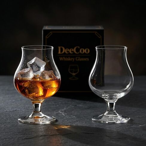 deecoo 2 حزمة كريستال ويسكي، بوربون، نظارات سكوتش، نظارات تذوق النبيذ 7 أوقية، مجموعة نظارات النار، زجاج براندي سنيفتر الطراز القديم للمشروبات الكحولية تيكيلا جين كونياك الفودكا كوكتاي، هدية للأب الرجال in Kuwait