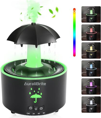Aesthetic 2-in-1 Humidifier Oil Diffuser with 360° Rotating Raindrop & 7 LED Mood Lights,Ultrasonic Quiet Cool Mist Humidifier for up to 24 Hrs,Ideal Holiday Gifts for Home in Saudi Arabia