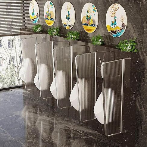 Wall Mounted Urinal Screen Partition Stainless Steel & Glass Privacy Divider for Men's Toilets Durable Urinal Protection Panel Ideal for Restroom Privacy Solutions in Saudi Arabia