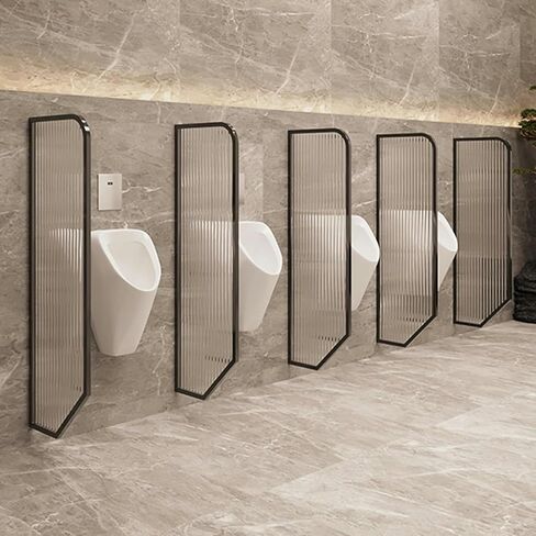 Urinal Partition, Restroom Partitions, Bathroom Partition, Bathroom Tempered Glass Screen Shower Enclosure Panels, with Stainless Steel Frame, Shopping Malls/Public Places, 120x40cm in Saudi Arabia