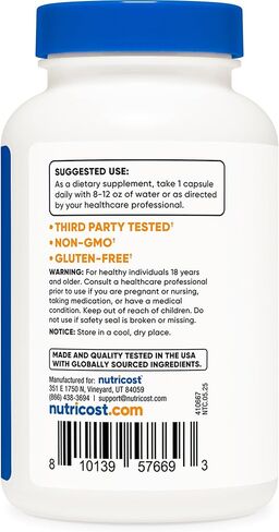 Nutricost Saccharomyces Boulardii + MOS Capsules (>5 Billion CFU) 120 Capsules - Prebiotic + Probiotic, 200mg of MOS Per Serving in Saudi Arabia