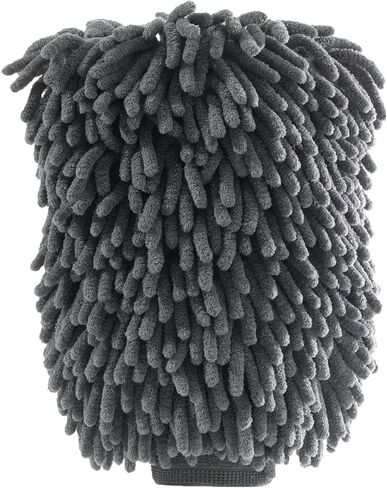 Gray Microfiber Car Wash Glove – Chenille Scratch-Free Cleaning Mitt for Auto Glass & Interior, Wet & Dry Use in Saudi Arabia