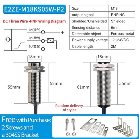 M18 Thread Long Distance Inductive Proximity Switch, NPN/PNP Normally Open Closed Metal Sensor, 1pc(E2ZE-M18KS05W-P2) in Saudi Arabia