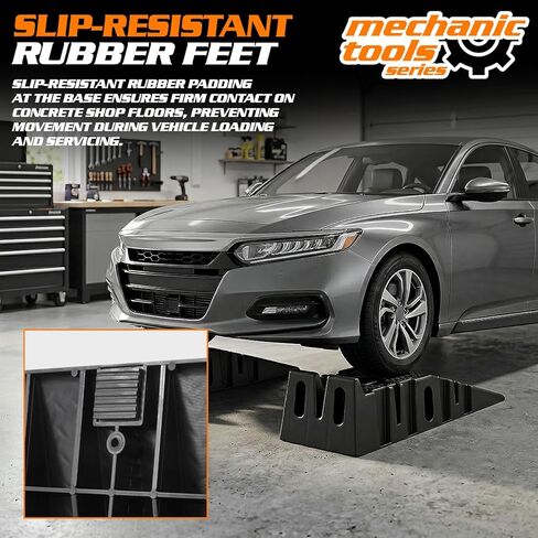 MoNiBloom Car Ramps Set of 2 for Low Profile Vehicles, 2-Stage Incline Ramps, 2.5 Ton (5000 lb) Heavy Duty, Nestable & Portable Service Vehicle Ramp for Oil Changes in Saudi Arabia