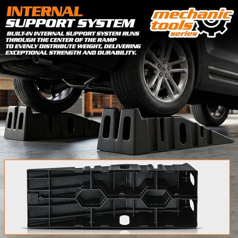 MoNiBloom Car Ramps Set of 2 for Low Profile Vehicles, 2-Stage Incline Ramps, 2.5 Ton (5000 lb) Heavy Duty, Nestable & Portable Service Vehicle Ramp for Oil Changes in Saudi Arabia