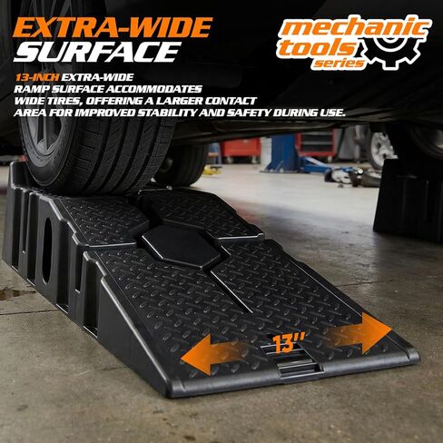 MoNiBloom Car Ramps Set of 2 for Low Profile Vehicles, 2-Stage Incline Ramps, 2.5 Ton (5000 lb) Heavy Duty, Nestable & Portable Service Vehicle Ramp for Oil Changes in Saudi Arabia