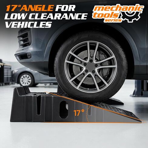 MoNiBloom Car Ramps Set of 2 for Low Profile Vehicles, 2-Stage Incline Ramps, 2.5 Ton (5000 lb) Heavy Duty, Nestable & Portable Service Vehicle Ramp for Oil Changes in Saudi Arabia