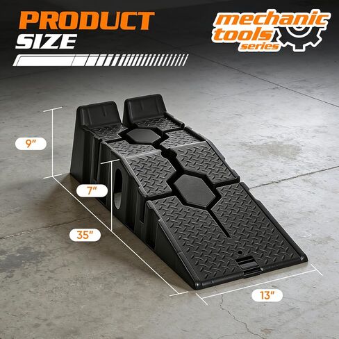 MoNiBloom Car Ramps Set of 2 for Low Profile Vehicles, 2-Stage Incline Ramps, 2.5 Ton (5000 lb) Heavy Duty, Nestable & Portable Service Vehicle Ramp for Oil Changes in Saudi Arabia
