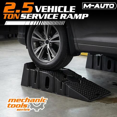 MoNiBloom Car Ramps Set of 2 for Low Profile Vehicles, 2-Stage Incline Ramps, 2.5 Ton (5000 lb) Heavy Duty, Nestable & Portable Service Vehicle Ramp for Oil Changes in Saudi Arabia