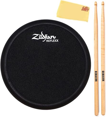 Zildjian 12-Inch Travis Barker Signature Practice Pad - Orange Bundle with Drumsticks and Austin Bazaar Polishing Cloth in Kuwait