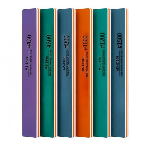 6PCS Sanding Stick Set with #400/#600/#800/#1000/#1200/#1500 Semi-Rigid Sandpaper Sticks, Wet/Dry Use, 4mm Thickness in Saudi Arabia
