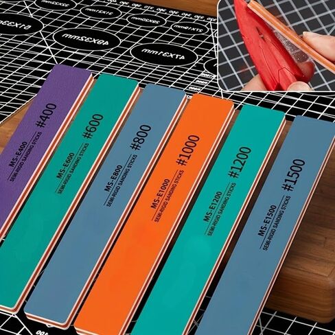 6PCS Sanding Stick Set with #400/#600/#800/#1000/#1200/#1500 Semi-Rigid Sandpaper Sticks, Wet/Dry Use, 4mm Thickness in Saudi Arabia