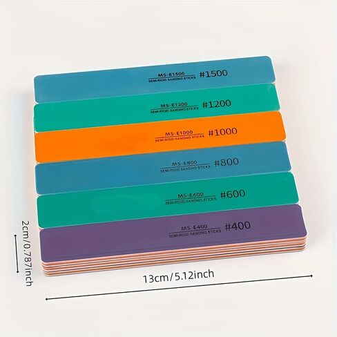 6PCS Sanding Stick Set with #400/#600/#800/#1000/#1200/#1500 Semi-Rigid Sandpaper Sticks, Wet/Dry Use, 4mm Thickness in Saudi Arabia