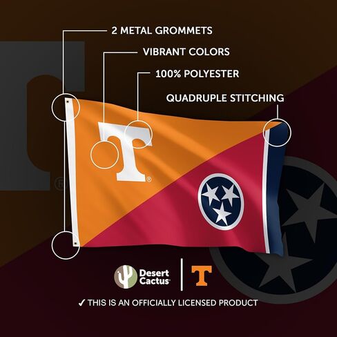 Desert Cactus University of Tennessee 100% Polyester Indoor Outdoor 3x5 feet Banner UT Knoxville Volunteers Vols (Flag E) in Saudi Arabia