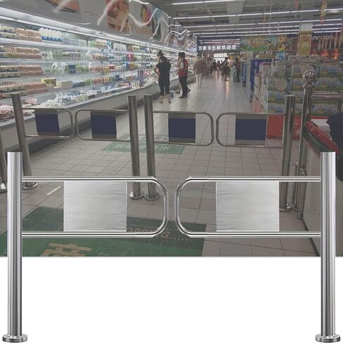 1-Way Safety Door for Supermarkets & Warehouses, Spring-Loaded Swing Gate, 90° Auto Closing, 120cm Wide, Secure Access Solution for Malls & Retail Spaces in Saudi Arabia