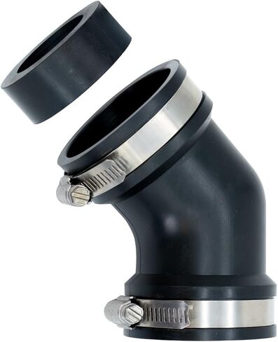 Fernco Qwik Ell 1.5 in. Hub 45-Degree Flexible PVC Elbow Fitting Includes Optional 1.25 in. Reducer Bushing in Saudi Arabia