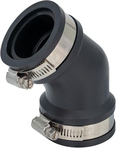 Fernco Qwik Ell 1.5 in. Hub 45-Degree Flexible PVC Elbow Fitting Includes Optional 1.25 in. Reducer Bushing in Saudi Arabia