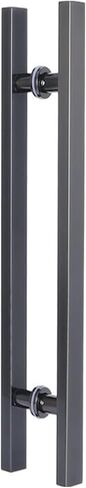 Sliding Barn Door Handle Push Pull Bar Handle Including All Install Fitting, Double Sided H Shape Round Door Handle(Black,150cm(59")*120cm) in Saudi Arabia