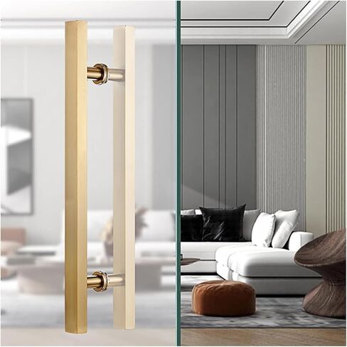 Sliding Barn Door Handle Push Pull Bar Handle Including All Install Fitting, Double Sided H Shape Round Door Handle(Black,150cm(59")*120cm) in Saudi Arabia