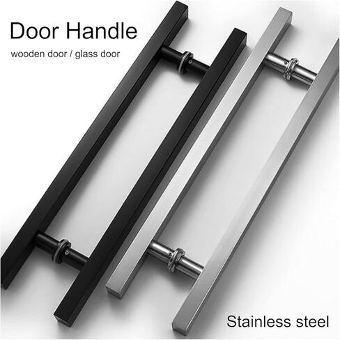 Sliding Barn Door Handle Push Pull Bar Handle Including All Install Fitting, Double Sided H Shape Round Door Handle(Black,150cm(59")*120cm) in Saudi Arabia