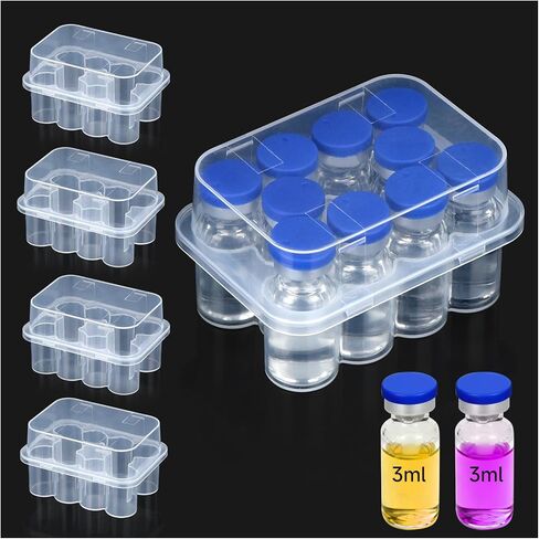 Leng Ke 10-Slot Peptide Case for Fridge, 3ml Vial Storage Case for Refrigerator, Transparent Box for 1-3ml Glass Vials, Secure 3ml Insulin Vial Holder for Diabetic Care in Saudi Arabia