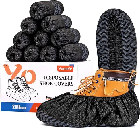 X-Large Shoe Covers Disposable [200-Pack] - Black Non-Woven Fabric Disposable Shoe Covers for Indoors, Fits Men's Size 13 | Durable, Slip-Resistant Boot Covers | Protect Floors, Shoes & Booties in Saudi Arabia