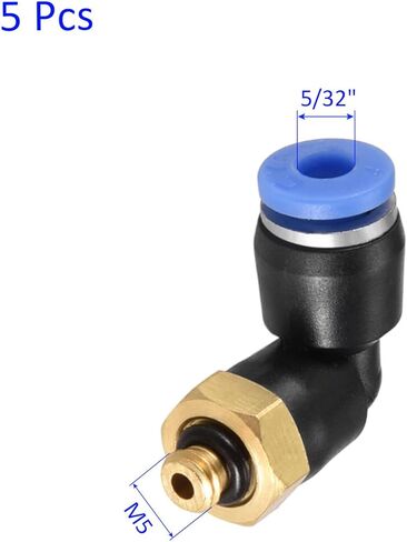 M METERXITY 5 Pack 90 Degree Elbow Push to Connect Air Hose Fittings, for Transporting Air Water, Apply to Industry (5/32" Tube OD x M5 Male Thread, Black Blue) in Saudi Arabia