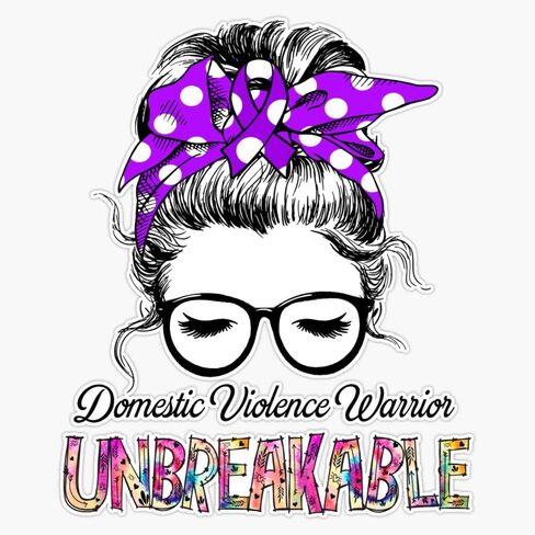 Domestic Violence Warrior Unbreakable Domestic Violence Ribbon Sticker Vinyl Decal Car Laptop Wall Window Bumper Sticker 5" in Saudi Arabia