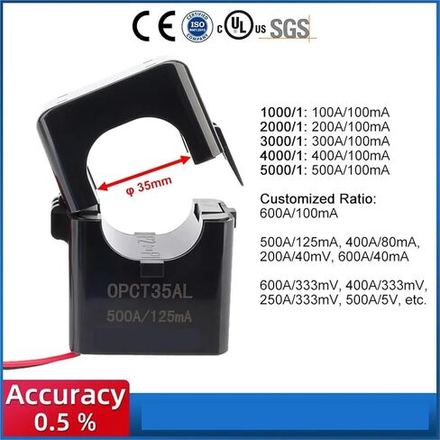 محول تيار سبليت كور OPCT35AGL 4000/1 6000/1 400a 100ma 600a 333mv سيليكون حديد أساسي Clmp نوع قياس التيار المتردد (6000-1) in Kuwait
