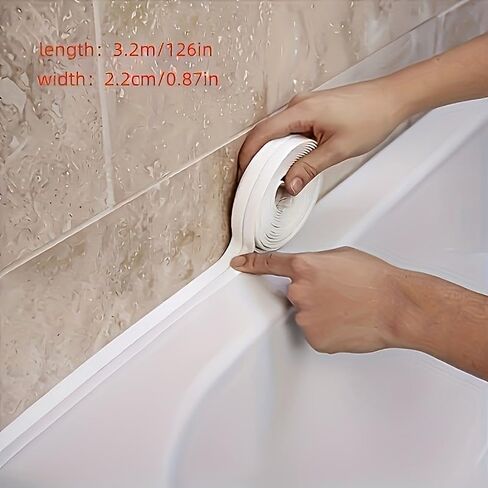 Heavy Duty Waterproof Sealant Tape 1 Roll - 126in x 0.87in Bathroom & Kitchen Gap Cover Strip, Leakproof Self-Adhesive Tape for Sinks, Showers, Toilets, Bathtubs in Saudi Arabia