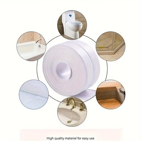 Heavy Duty Waterproof Sealant Tape 1 Roll - 126in x 0.87in Bathroom & Kitchen Gap Cover Strip, Leakproof Self-Adhesive Tape for Sinks, Showers, Toilets, Bathtubs in Saudi Arabia